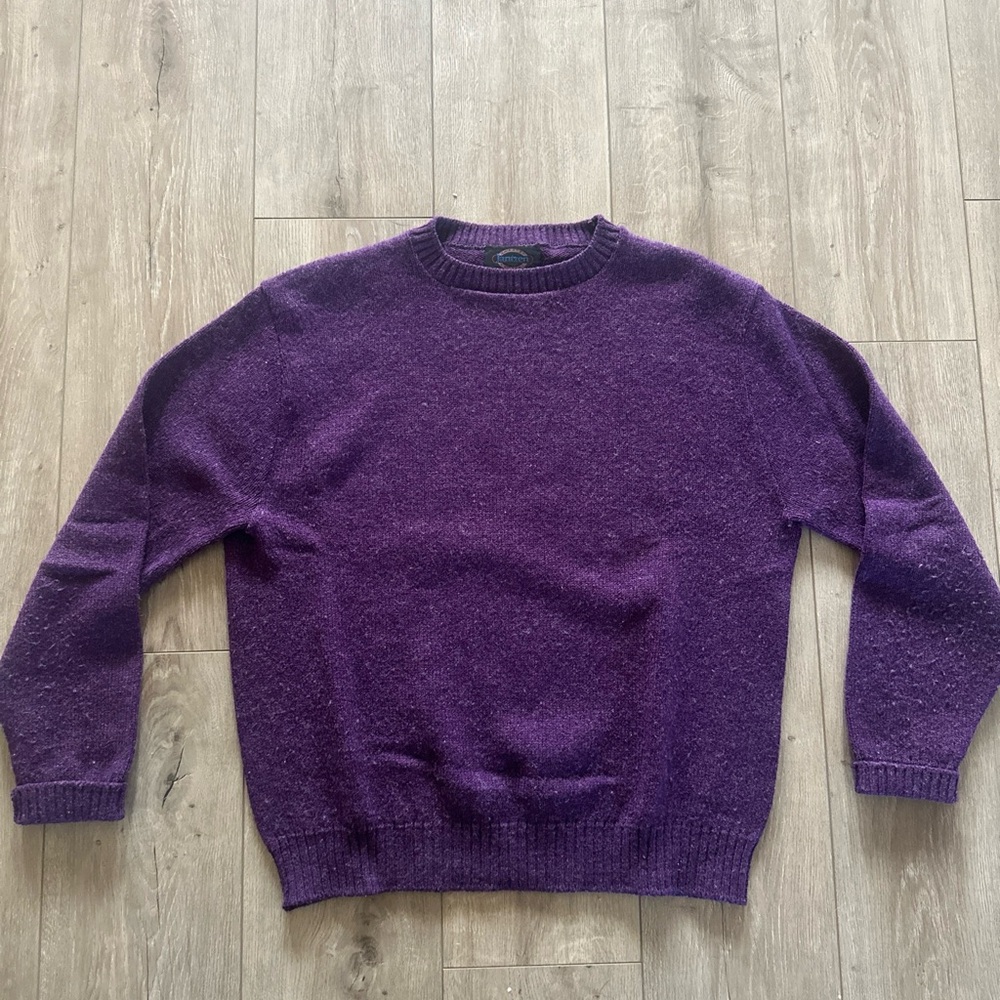 Jantzen Vintage Men's Sweater Crewneck Acrylic Long Sleeve Made In USA Purple XL